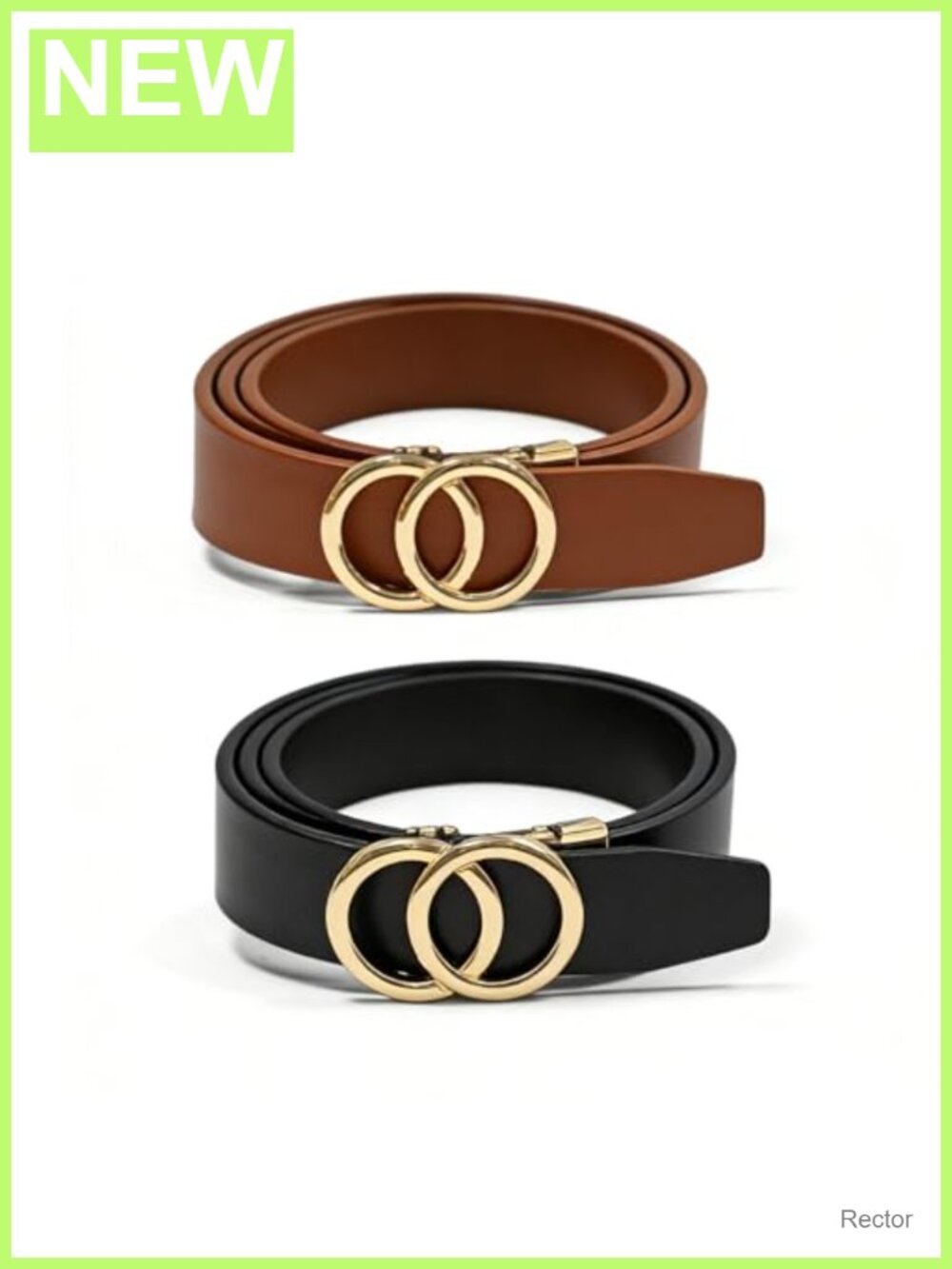 2-Pack Genuine Leather Ratchet Buckle Slim Waist Belts Women's Automatic